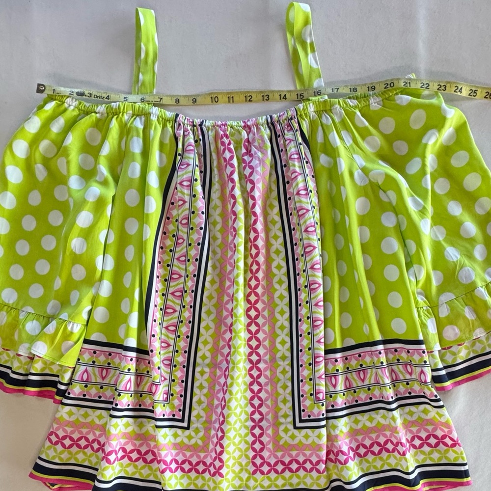 NWT Off-Shoulder Lime Pink Seaside Polka Dot Top (3X) - Picture 6 of 14